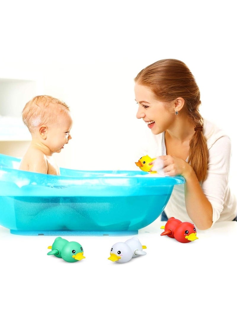 ChicAbode ألعاب الحمام للأطفال الصغار, 4pcs البط الحيوان ألعاب الحمام, الرياح حتى الألعاب, للأولاد البنات الأطفال, العائمة حمام السباحة ألعاب المياه لمدة 3+ سنوات - Image 5